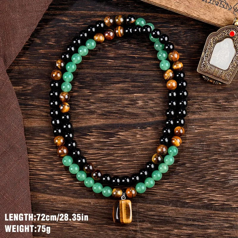 ✨ Crystal Money Attraction Necklace with Green Aventurine & Tiger Eye Pendant 💚