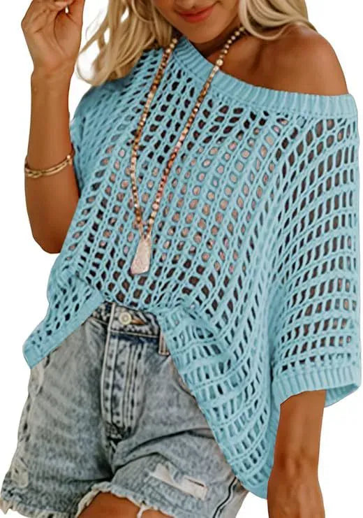 🔥Last day Promotion -🌸 Women's Open-Knit Crochet Top – Perfect for Casual Summer Outfits ☀️