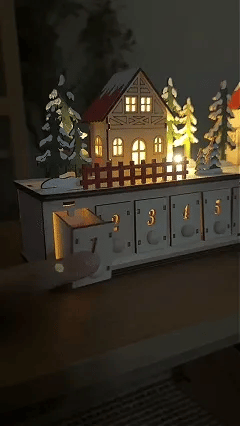 🔔 Last Day 50% OFF✨-🎄Wooden Village Advent Calendar with LED Glow for Cozy Christmas Countdown Fun 🏠