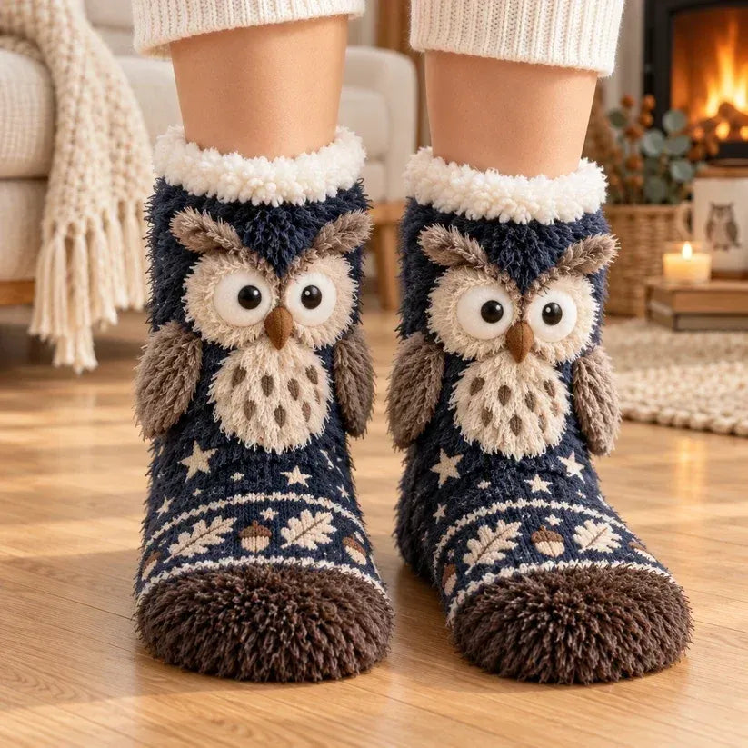 🐾 Holiday Celebration 50% OFF ✨-🦊 Cute 3D Animal Fuzzy Slipper Socks for Warmth ❄️