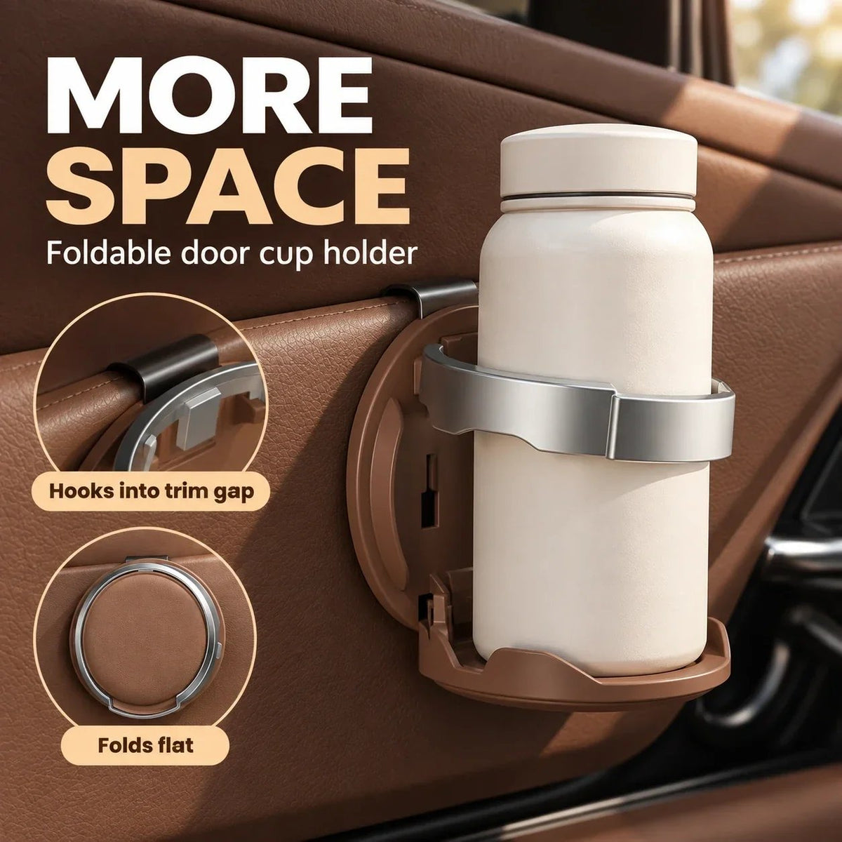 🥤 Last Day 50% OFF✨-🚗Foldable Car Door Cup Holder & Phone Stand for Easy 📱