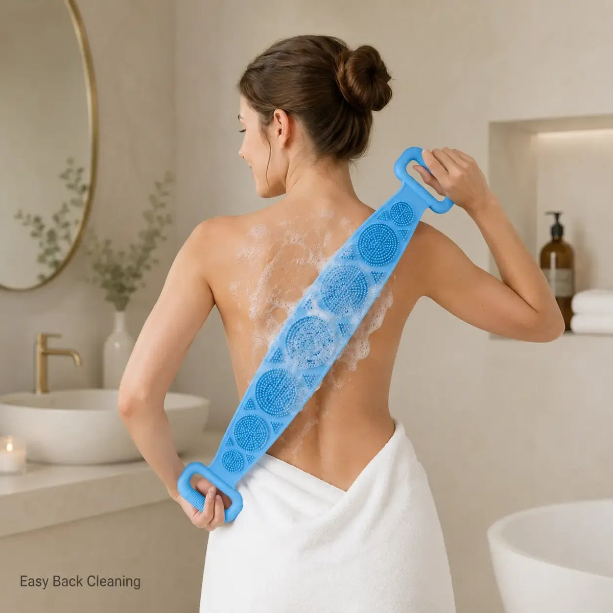 🔥LAST DAY 50% OFF - 🚿🛁 Silicone Shower Back Scrubber Belt – Double-Sided Exfoliating Shower Body Brush with Mesh Sponge for Deep Cleaning
