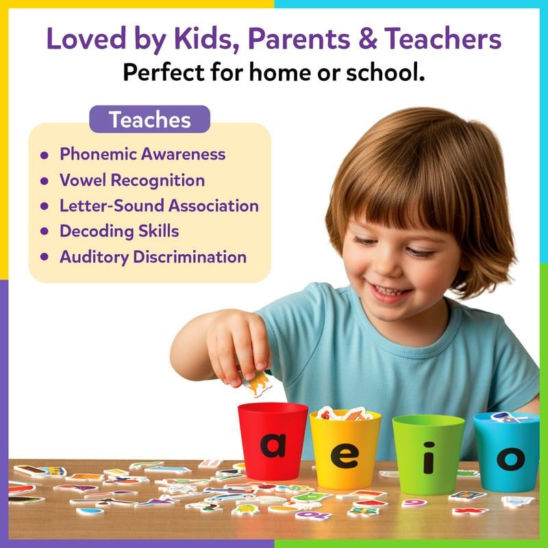 🔤 Last Day 50% OFF✨-📚Phonics Vowel Classification Toy (100+ Picture Cards) — Suitable for Kindergarteners Aged 4–7 🧩
