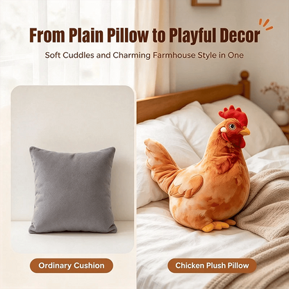 🐔Last day Promotion 🔥-☁️ Realistic Chicken Plush Pillow – Cute Cozy Farmhouse Decor Cushion 🏡