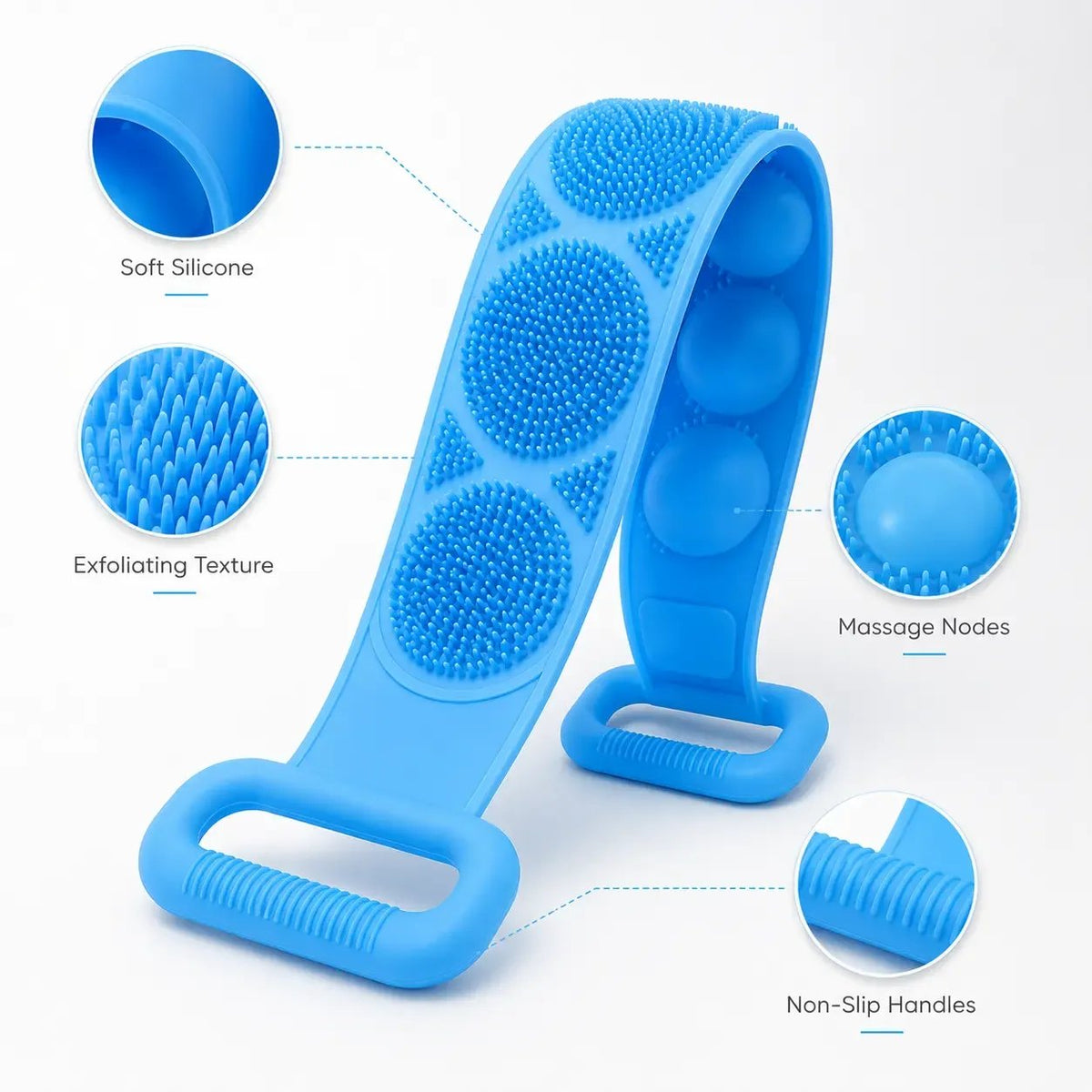 🔥LAST DAY 50% OFF - 🚿🛁 Silicone Shower Back Scrubber Belt – Double-Sided Exfoliating Shower Body Brush with Mesh Sponge for Deep Cleaning