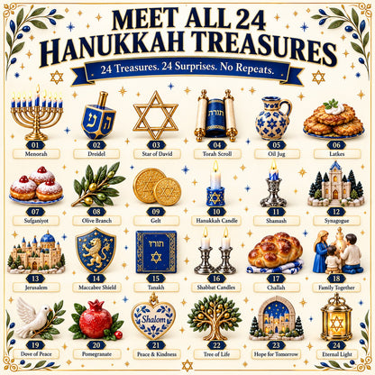 ⏰Last day Promotion 🔥-🕎 24 Treasures of Hanukkah Countdown Calendar for Meaningful Traditions, Symbols & Light ✨