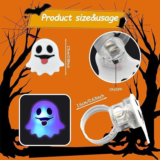 ⏰Last day Promotion 🔥-✨ LED Light Halloween Glowing Ring💍 | Flashing Light-Up Party Favor for Halloween Night 👻