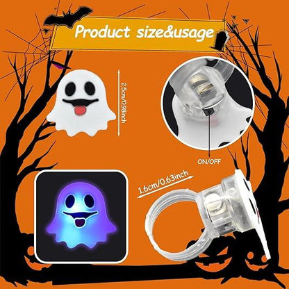 ⏰Last day Promotion 🔥-✨ LED Light Halloween Glowing Ring💍 | Flashing Light-Up Party Favor for Halloween Night 👻