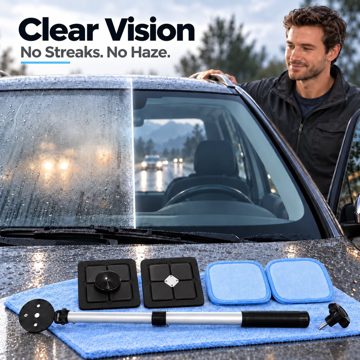 🧲 Last Day 50% OFF✨-🚗Dual Magnetic Windshield Cleaner for Streak-Free Car Glass Cleaning & Easy Care 🧼