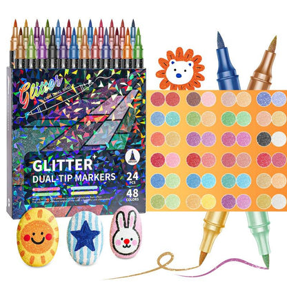 ⏰Last day Promotion 🔥-🎨 24/48/72/96 Color Glitter Markers for Endless Creative Fun ✨