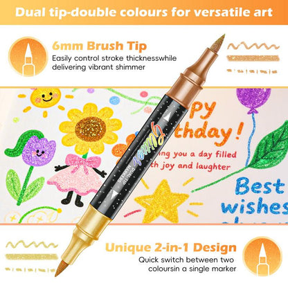 ⏰Last day Promotion 🔥-🎨 24/48/72/96 Color Glitter Markers for Endless Creative Fun ✨