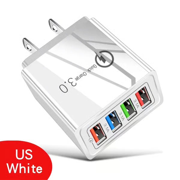 ⏰Last day Promotion 🔥-⚡ AI-GaN 4-Port Fast Charger – Quick Charge 3.0 Smart Power Hub for Multi-Device Charging🔋