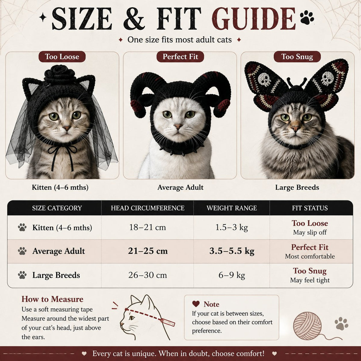 🥳HOT SALE💞50% OFF-🐱 Handmade Gothic Crochet Cat Hat for Cute, Unique & Spooky Style 🖤