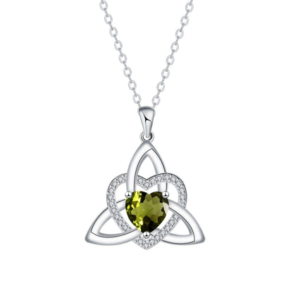 Birthstone Celtic Trinity Knot Heart Necklace✨ Heart Shape Celtic Trinity Knot Birthstone Pendant