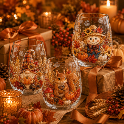 🔥 Last Day 50% OFF✨-🍂Autumn Harvest 3D Glass Cup Gift Set – 6 Festive Designs