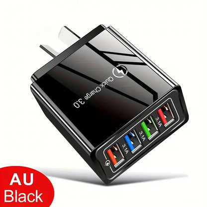 ⏰Last day Promotion 🔥-⚡ AI-GaN 4-Port Fast Charger – Quick Charge 3.0 Smart Power Hub for Multi-Device Charging🔋