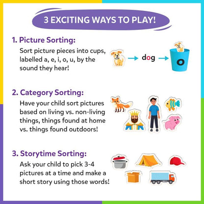 🔤 Last Day 50% OFF✨-📚Phonics Vowel Classification Toy (100+ Picture Cards) — Suitable for Kindergarteners Aged 4–7 🧩