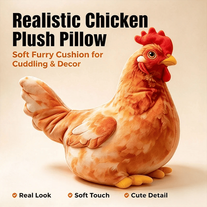 🐔Last day Promotion 🔥-☁️ Realistic Chicken Plush Pillow – Cute Cozy Farmhouse Decor Cushion 🏡