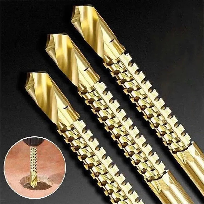 Gold twist drill bits with serrated center