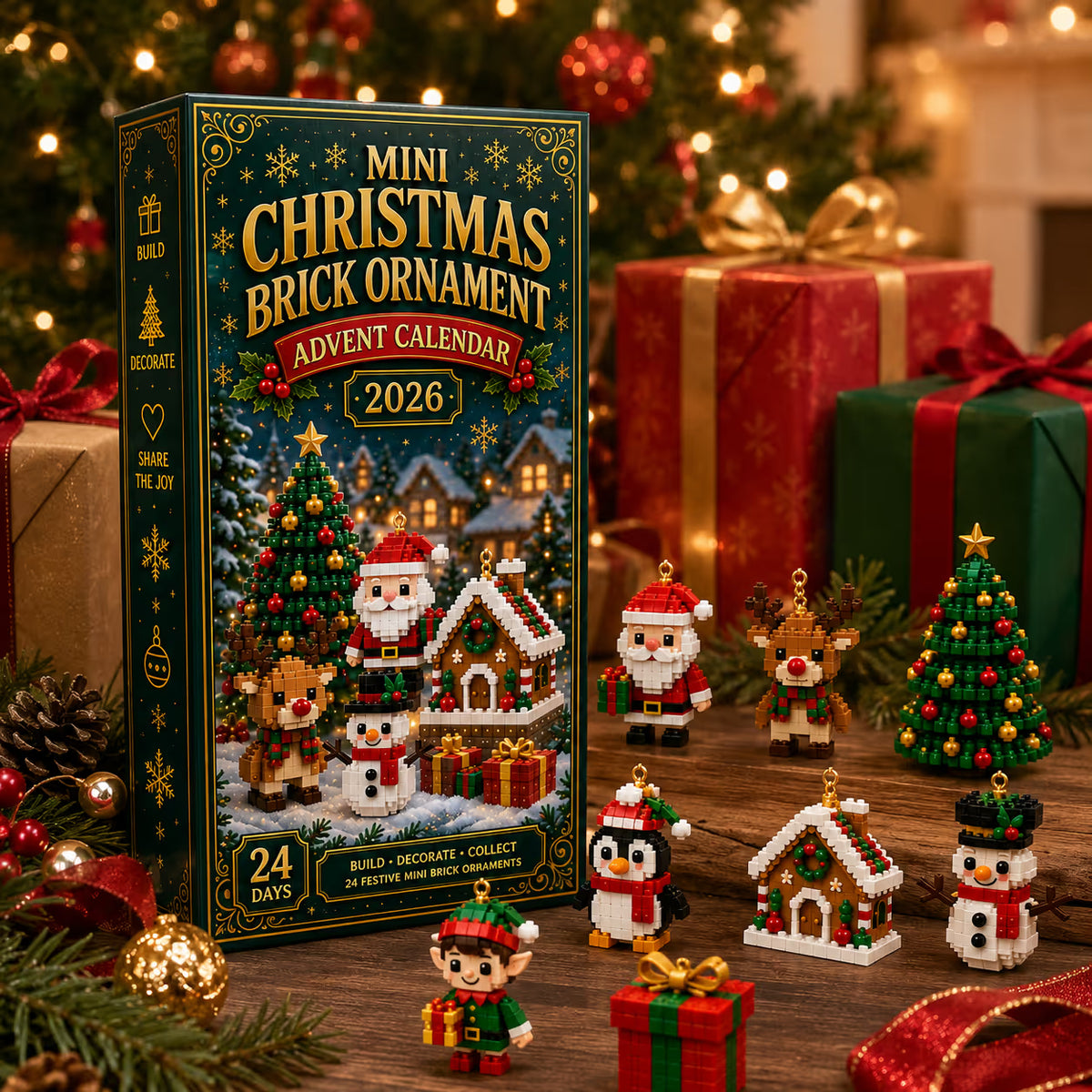⏳ Last Day 50% OFF🎁 – 🎄24-Day Christmas Brick Ornament Advent Calendar 🧱