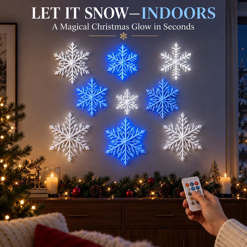 ⏳Last day Promotion 🔥-❄️LED Snowflake Wall Lights with 3D Glow & Remote Control for Magical Christmas Decor ✨