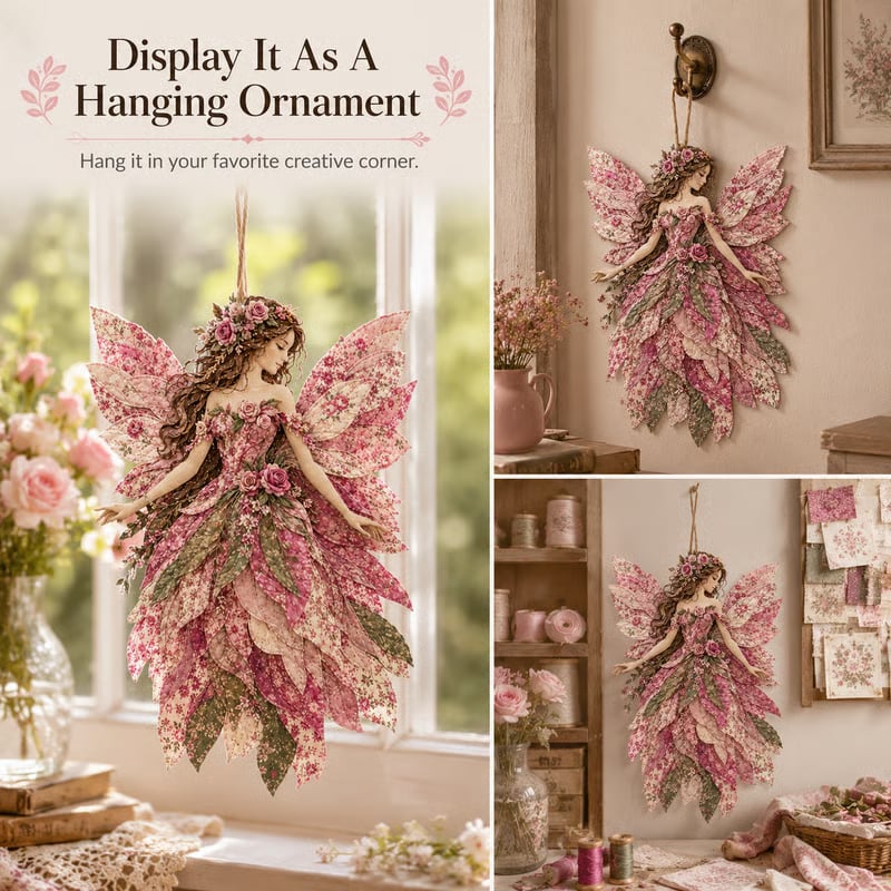 ⏰Last day Promotion 🔥-🧚Premium Fairy Patchwork DIY Kit for Whimsical Layered Fabric Art & Magical Floral Wall Decor 🌸