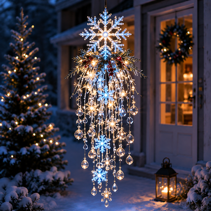 Crystal Cascade Christmas Light™ – Hanging Snowflake & Crystal LED Porch Décor ✨❄️