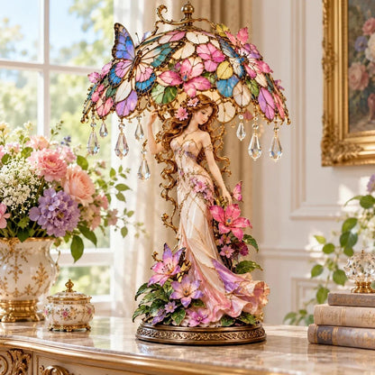 🦋Last day Promotion 🔥-🌸 Enchanted Butterfly Garden Lady Glowing Flower Lamp ✨