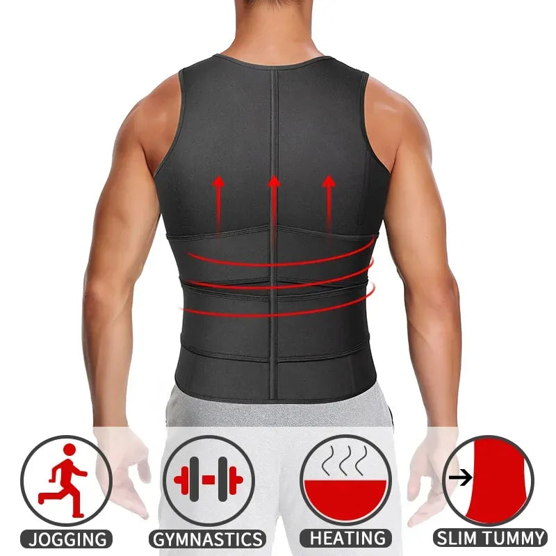 Men Body ShaperSauna Vest Waist Trainer Double Belt