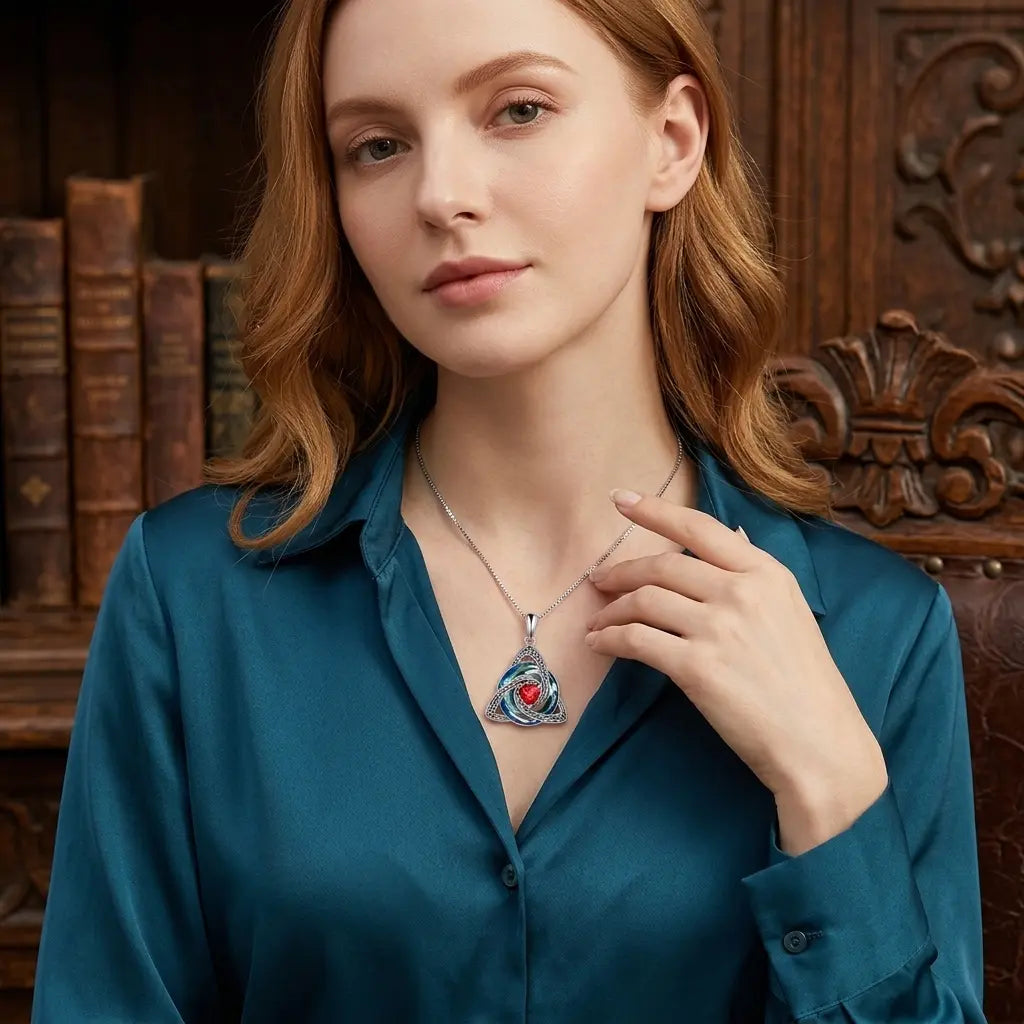 ✨ 50% OFF – Birthstone Celtic Trinity Knot Necklace – Silver-Plated Crystal Pendant Jewelry