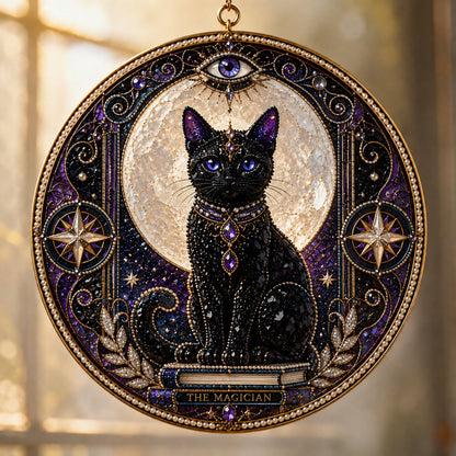 🌙🐈‍⬛ LAST DAY 49% OFF – ✨ Premium 3D Pearl Celestial Black Cat Window Hanging Kit | Luxury Flocked Canvas with Scratch-Resistant Non-Fading Pearl Beads DIY Handmade Moonlight Suncatcher Decor 🔮💎