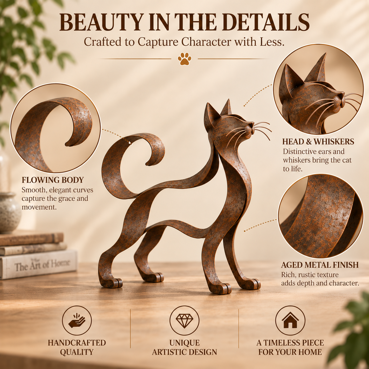🐱 Maine Coon-style metal cat sculpture