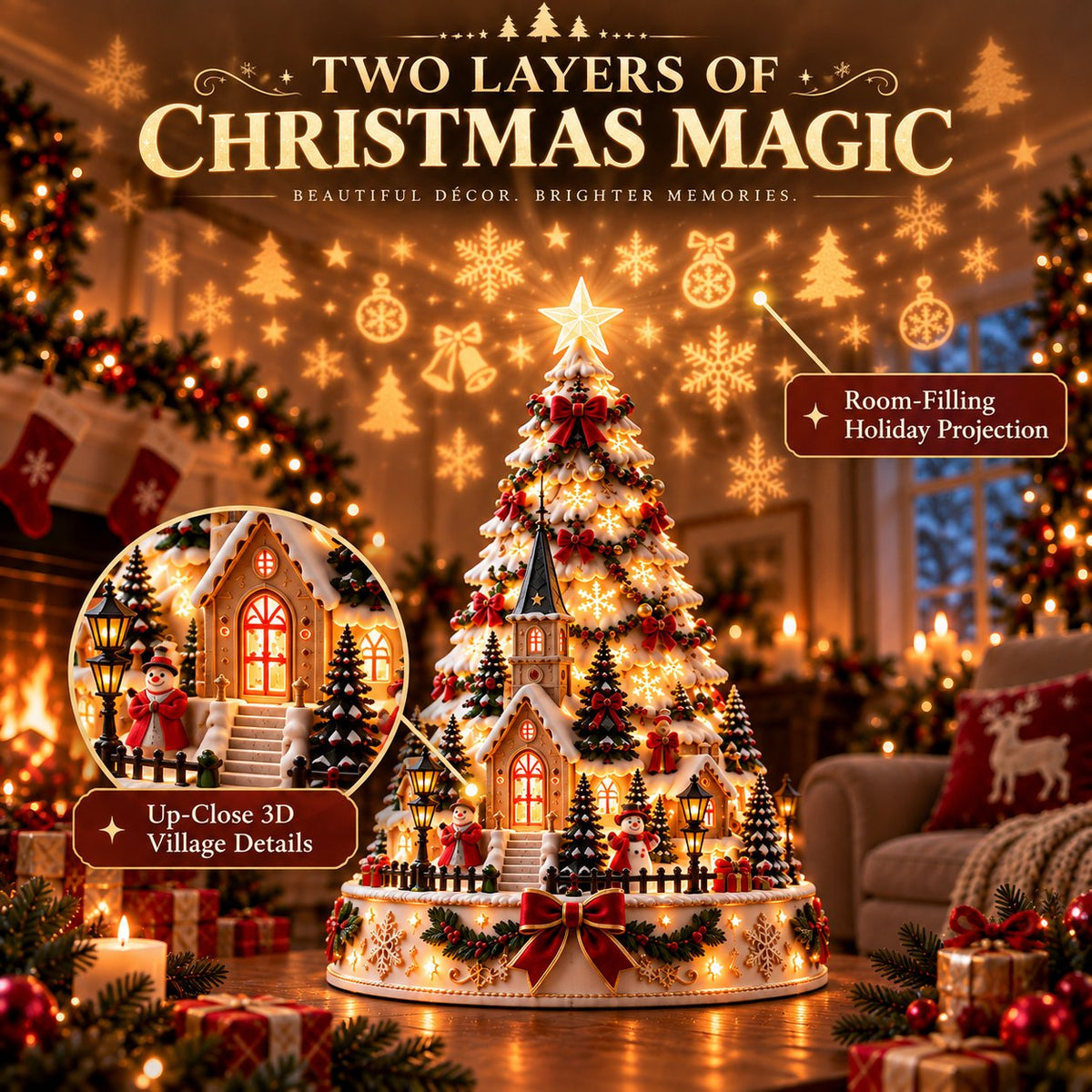 🌟Last day Promotion 🔥-🎄Christmas Village Lightscape Tree for Magical Holiday Decor 🏡