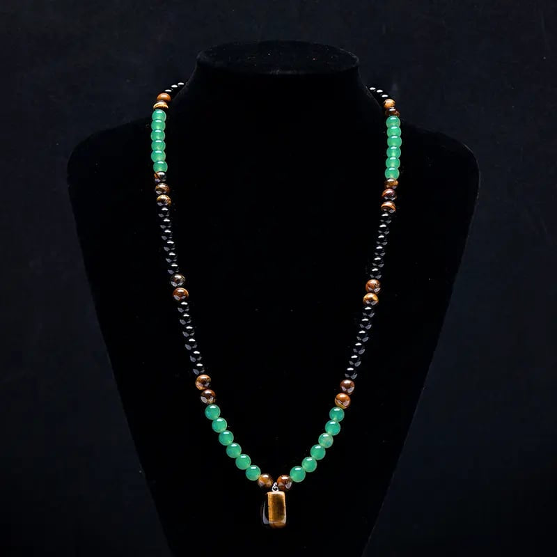 ✨ Crystal Money Attraction Necklace with Green Aventurine & Tiger Eye Pendant 💚