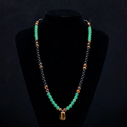 ✨ Crystal Money Attraction Necklace with Green Aventurine & Tiger Eye Pendant 💚