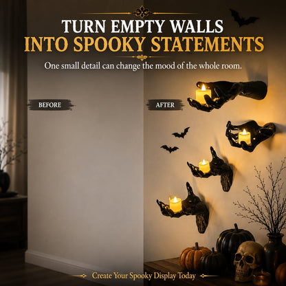 🔥 Last Day 50% OFF✨-🖤 3D Haunted Hand Candle Holders – 3PCS Spooky Halloween Decor 🕯️