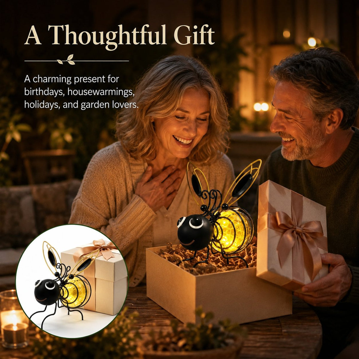 🎁Last day Promotion 🔥-🐝Outdoor Hanging Solar Bee Light for Charming Garden Glow & Whimsical Yard Decor ✨