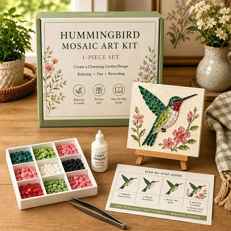 🌿Watering Can Mosaic Art Kit | Beginner-Friendly Floral DIY Craft with Vibrant Mosaic Beads & Sturdy Display Base✨
