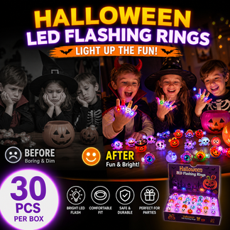 ⏰Last day Promotion 🔥-✨ LED Light Halloween Glowing Ring💍 | Flashing Light-Up Party Favor for Halloween Night 👻