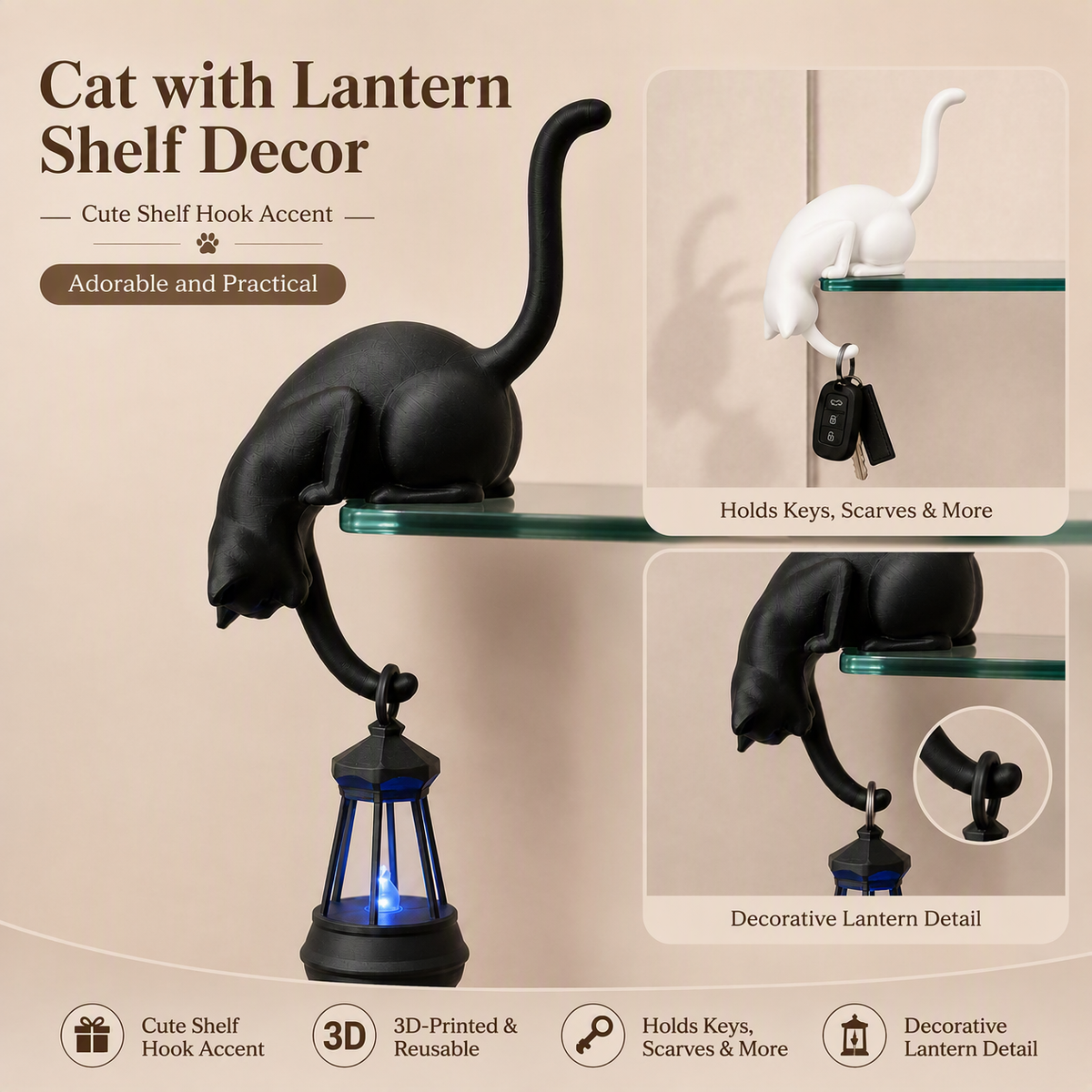 🔥Last day Promotion -✨ Cute Cat Hook Shelf Decor 🏠💡