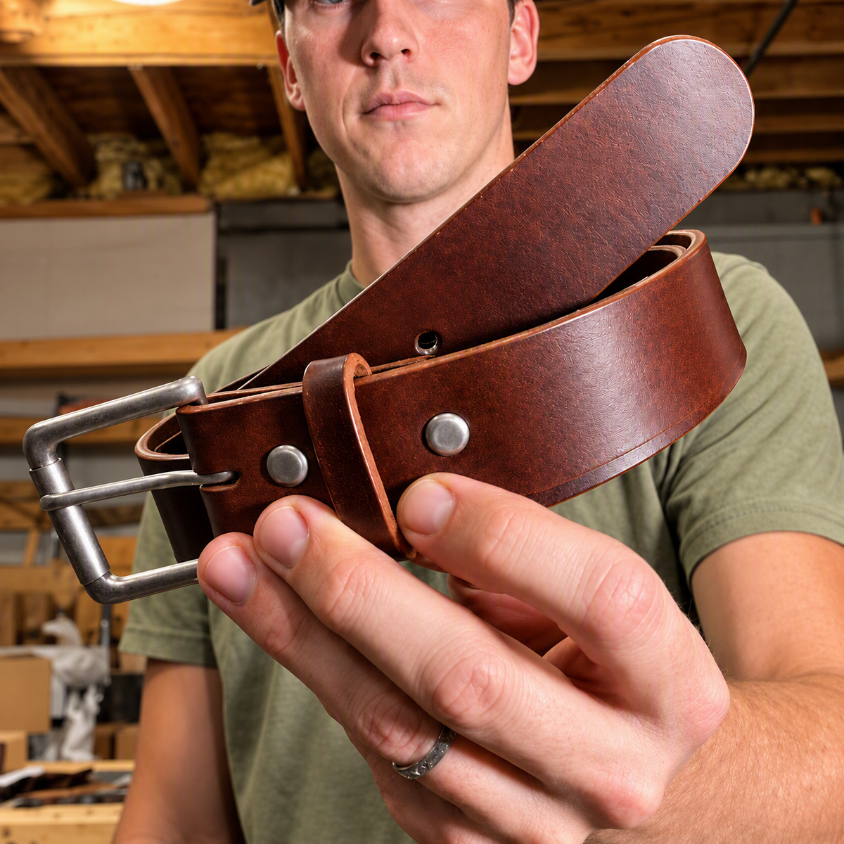🔥 Last Day 50% OFF✨-🔥 Handmade Full-Grain Buffalo Leather Belt – Built to Last