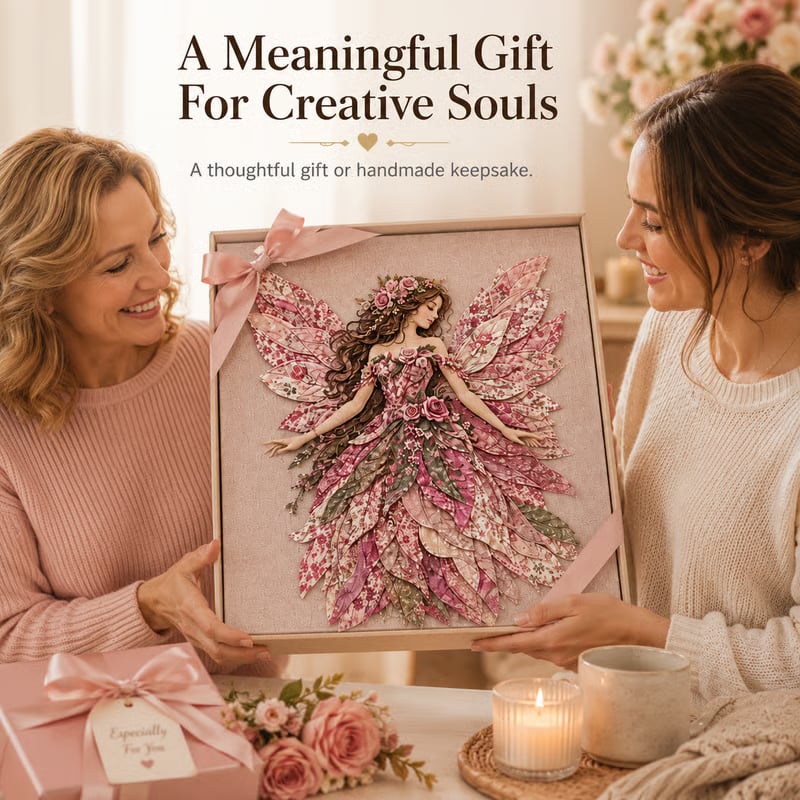 ⏰Last day Promotion 🔥-🧚Premium Fairy Patchwork DIY Kit for Whimsical Layered Fabric Art & Magical Floral Wall Decor 🌸