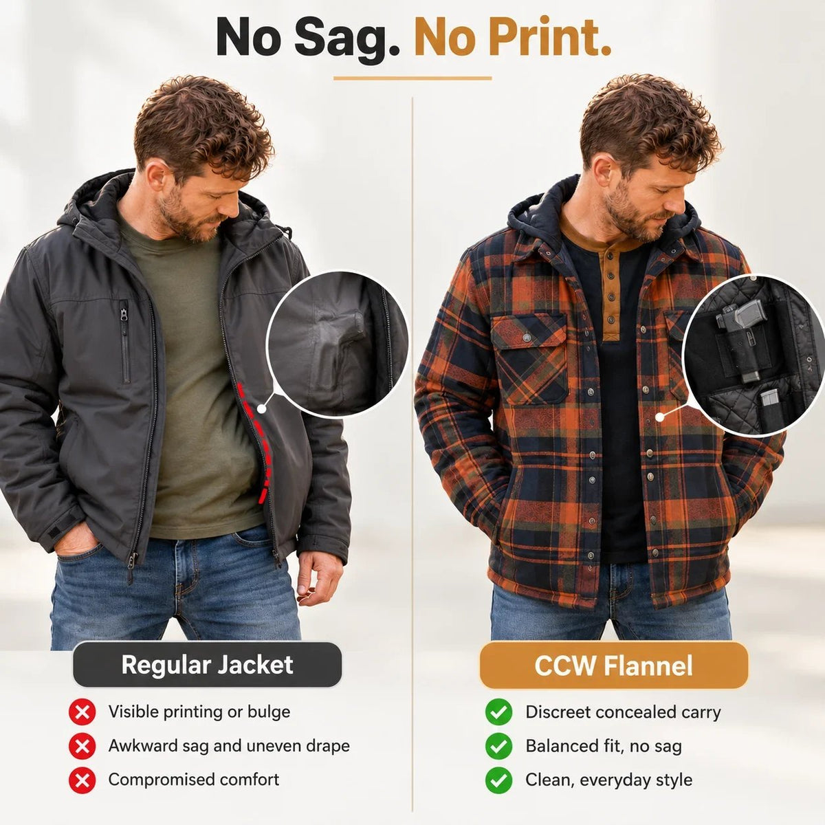 🔥❄️Mountain-Tested Warmth | Concealed Carry Hooded Flannel💥🔫