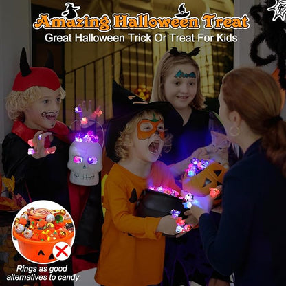 ⏰Last day Promotion 🔥-✨ LED Light Halloween Glowing Ring💍 | Flashing Light-Up Party Favor for Halloween Night 👻