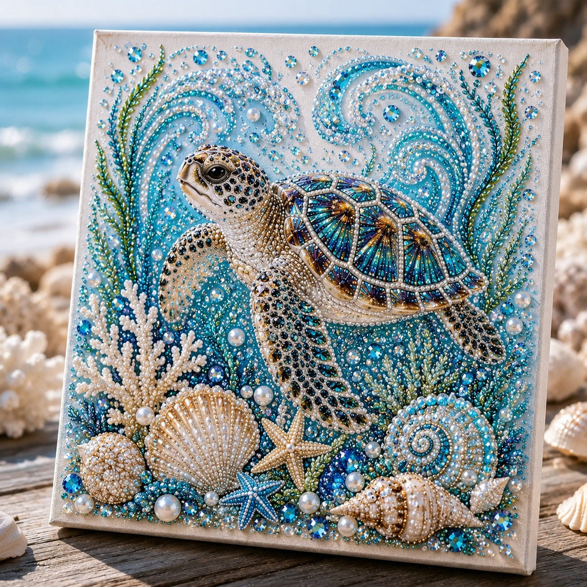 🌊✨ Ocean-Themed Pearl Art DIY Kit — Create Enchanting Coastal-Style Art
