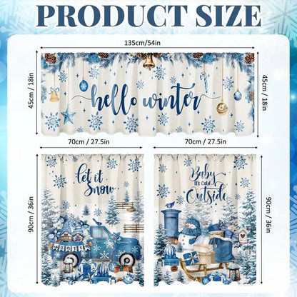 🎄Festive Christmas Kitchen Curtain Set – 3-Piece Holiday Window Decor🏡