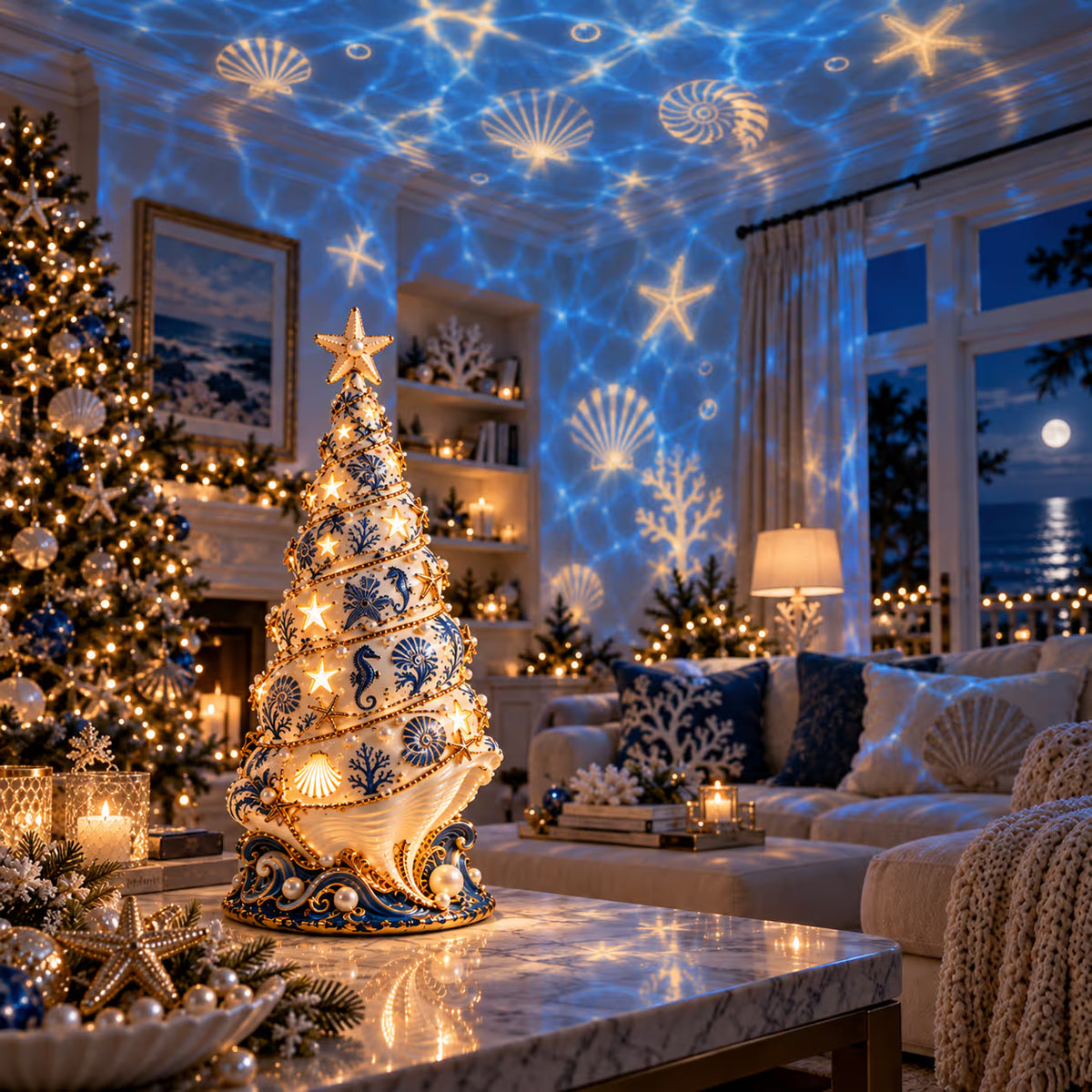 🌊 Holiday Celebration 50% OFF ✨-🐚Ocean-Inspired Christmas Tree Projection Lamp✨