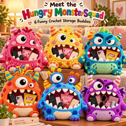 👾 Last Day 50% OFF✨-🧶Cute Hungry Monster Crochet Storage Buddies for Clutter ✨
