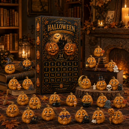 🎁 Last Day 50% OFF✨-🎃24-Day Christmas Countdown Advent Calendar with Halloween Pumpkin Ornaments🎄