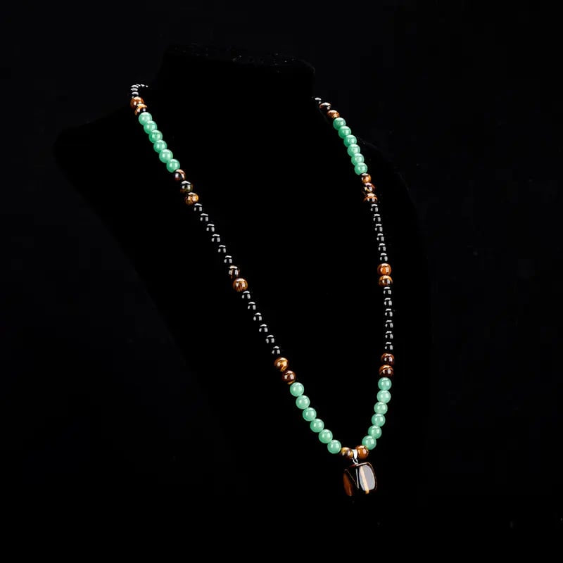 ✨ Crystal Money Attraction Necklace with Green Aventurine & Tiger Eye Pendant 💚